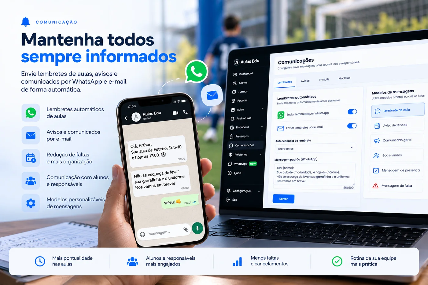 Comunicação com alunos e responsáveis pelo Aulas Edu