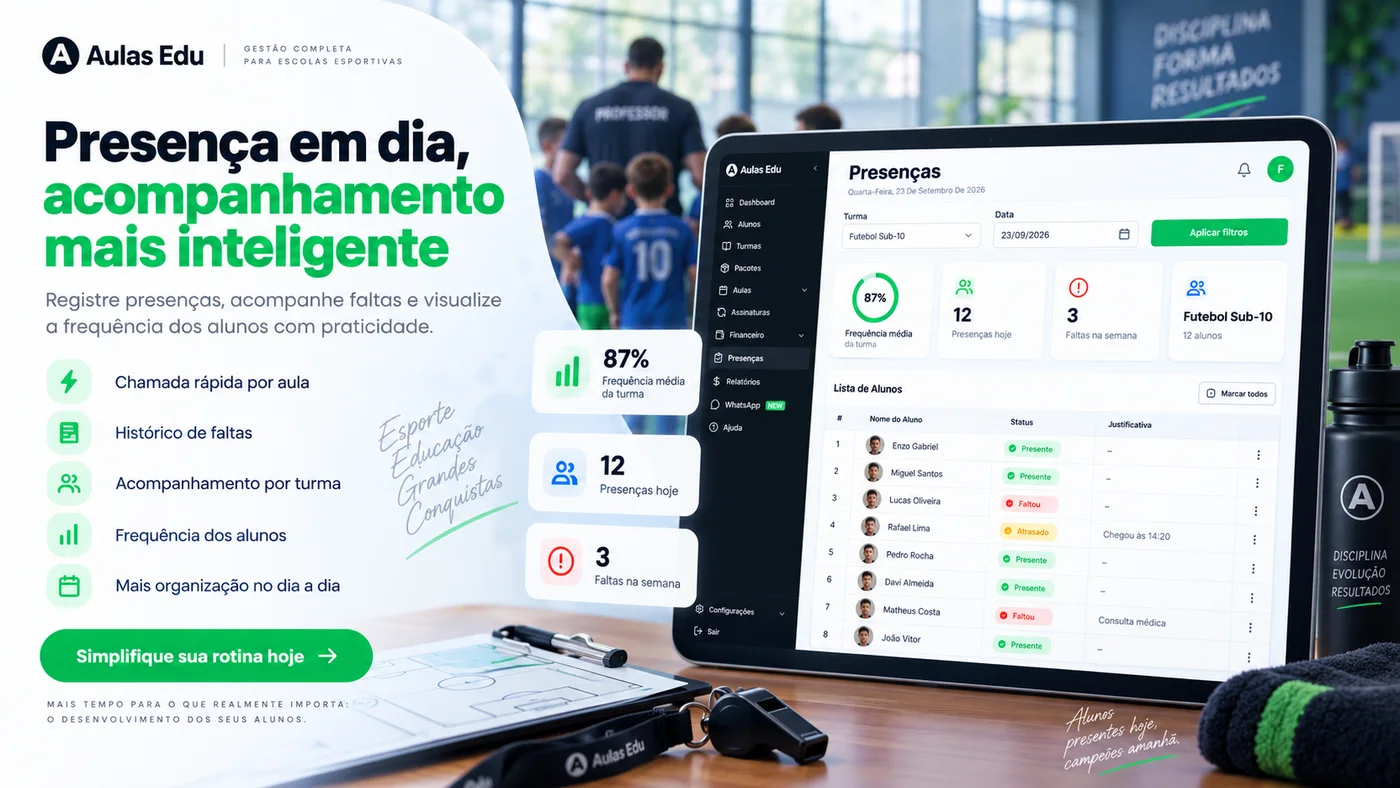 Controle de presença e frequência dos alunos no Aulas Edu