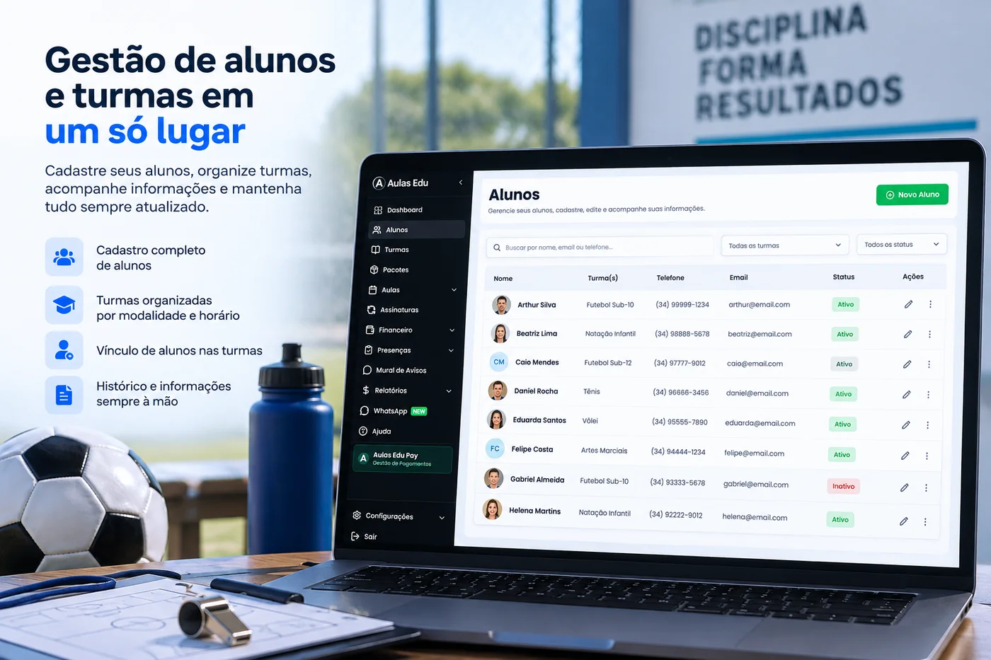 Gestão de alunos e turmas no Aulas Edu